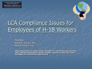 LCA Compliance Issues for Employees of H-1B Workers