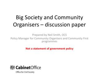 Big Society and Community Organisers – discussion paper