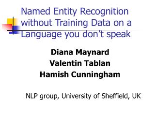 Named Entity Recognition without Training Data on a Language you don’t speak