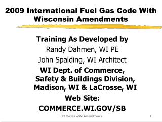 2009 International Fuel Gas Code With Wisconsin Amendments