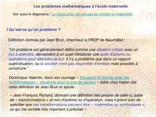 Les problèmes mathématiques à l’école maternelle