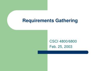 Requirements Gathering