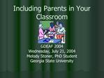 Including Parents in Your Classroom