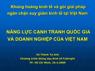 NĂNG LỰC CẠNH TRANH QUỐC GIA VÀ DOANH NGHIỆP CỦA VIỆT NAM