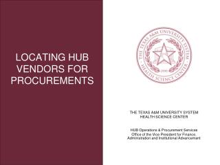 LOCATING HUB VENDORS FOR PROCUREMENTS