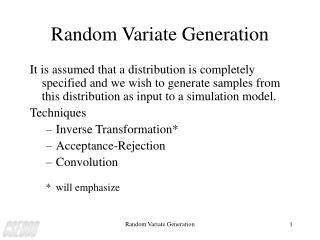 Random Variate Generation