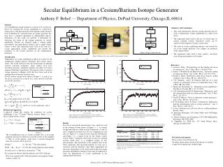 Secular Equilibrium in a Cesium/Barium Isotope Generator Anthony F. Behof — Department of Physics, DePaul University, Ch