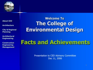 Welcome To The College of Environmental Design