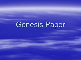 Genesis Paper