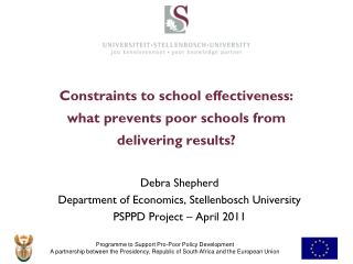 Constraints to school effectiveness: what prevents poor schools from delivering results?