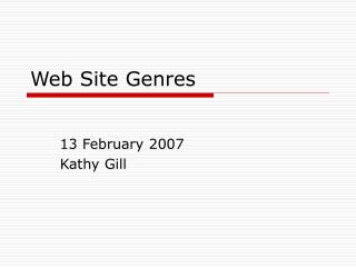 Web Site Genres