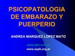 PSICOPATOLOGIA DE EMBARAZO Y PUERPERIO