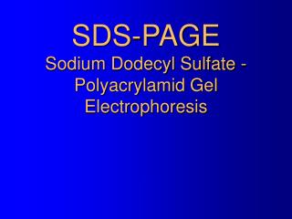 SDS-PAGE Sodium Dodecyl Sulfate - Polyacrylamid Gel Electrophoresis