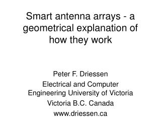 Smart antenna arrays - a geometrical explanation of how they work