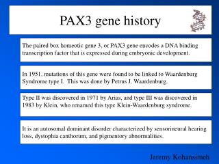 PAX3 gene history