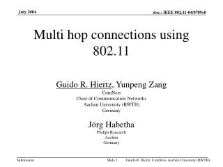 Multi hop connections using 802.11
