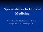 Spreadsheets In Clinical Medicine