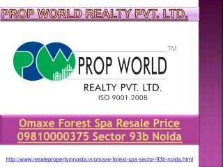 Omaxe Forest Spa Resale Price 09810000375 Sector 93b Noida
