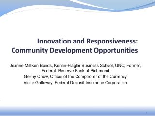 Innovation and Responsiveness: Community Development Opportunities