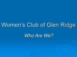 Women’s Club of Glen Ridge