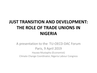 JUST TRANSITION AND DEVELOPMENT: THE ROLE OF TRADE UNIONS IN NIGERIA