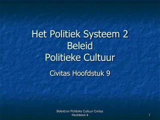 Het Politiek Systeem 2 Beleid Politieke Cultuur