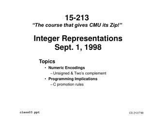 15-213 “The course that gives CMU its Zip!”