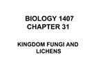 BIOLOGY 1407 CHAPTER 31