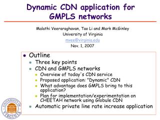 Dynamic CDN application for GMPLS networks