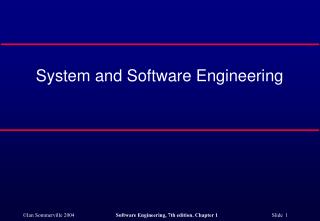 System and Software Engineering