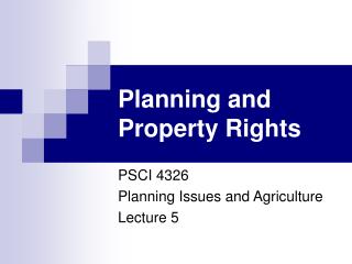 Planning and Property Rights