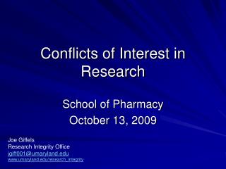 Conflicts of Interest in Research