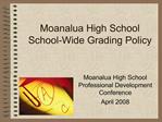 Moanalua High School School-Wide Grading Policy