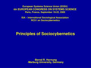Principles of Sociocybernetics
