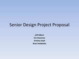 Senior Design Project Proposal