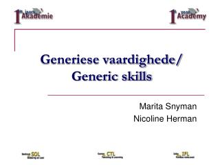 Generiese vaardighede/ Generic skills