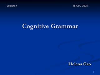 Cognitive Grammar