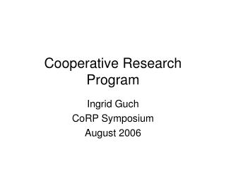 Cooperative Research Program