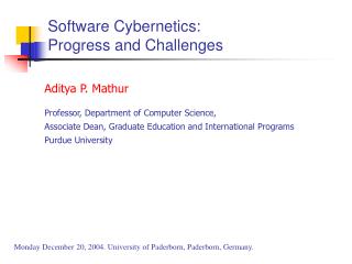 Software Cybernetics: Progress and Challenges