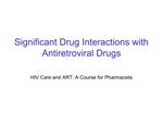 Significant Drug Interactions with Antiretroviral Drugs