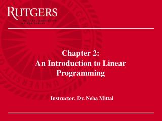 Chapter 2: An Introduction to Linear Programming