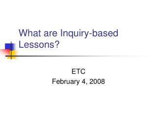 What are Inquiry-based Lessons?
