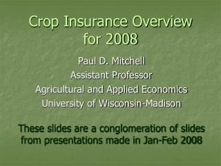 Crop Insurance Overview for 2008