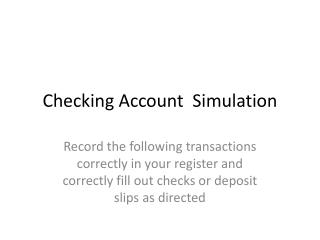 Checking Account Simulation
