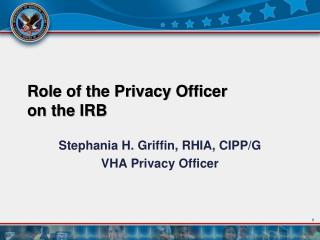 Role of the Privacy Officer on the IRB