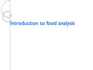 Introduction to food analysis
