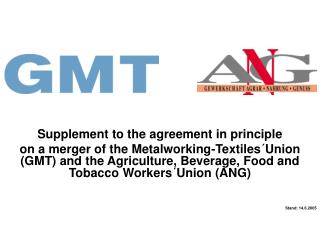 Supplement to the agreement in principle