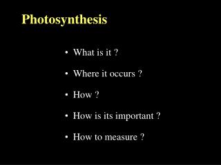 Photosynthesis