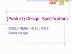 Product Design Specifications