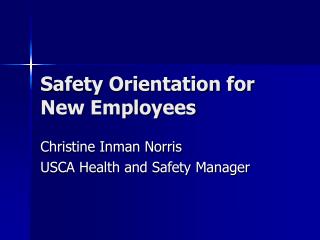 Safety Orientation for New Employees